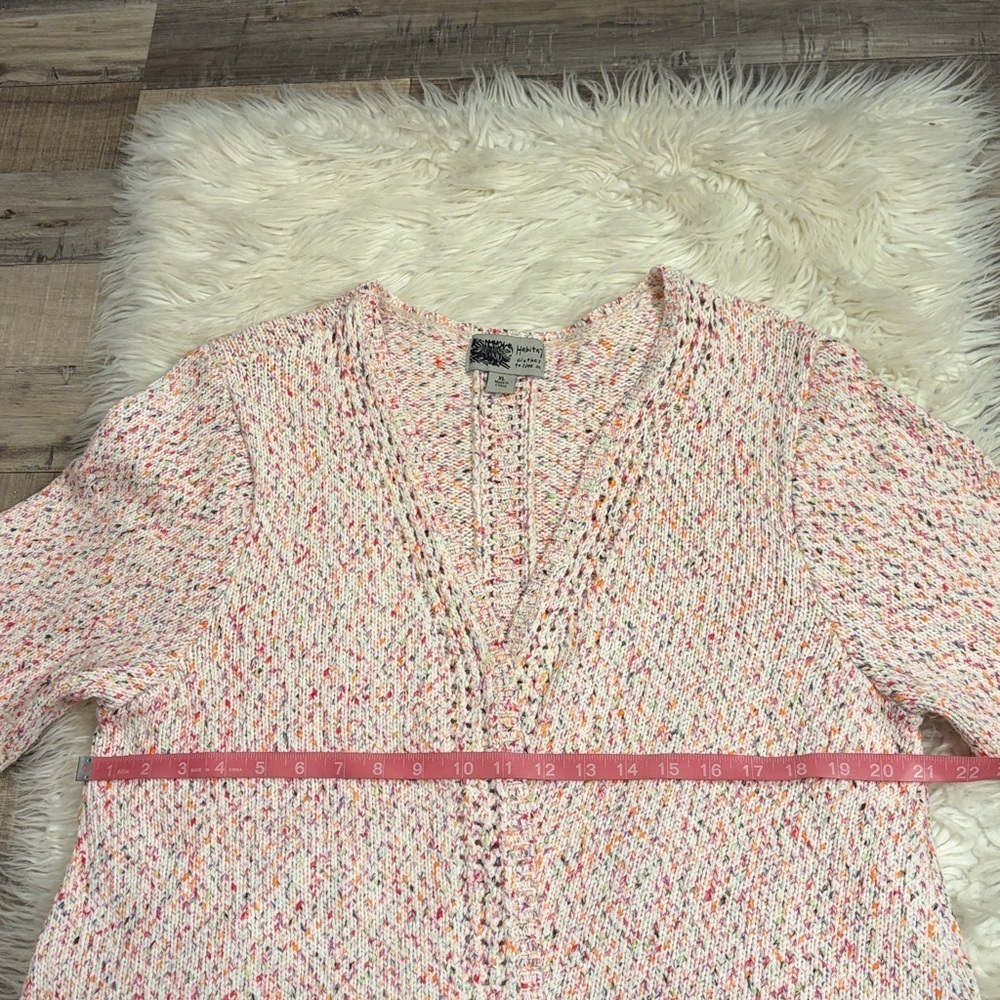 Habitat cotton blend cardigan sweater open front speckled multi color XL - Picture 6 of 7